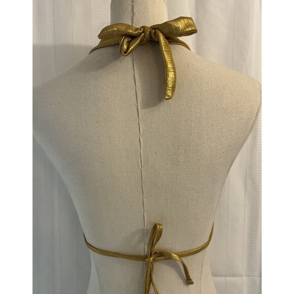 Sexy Women's Metallic Gold Bikini Set & Crystal Headband,triangle Halter, Large - Picture 4 of 14